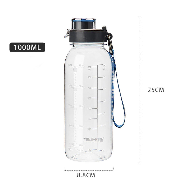 ActiveGear RO large-capacity sports water bottle with measurement markings, 1000ML, lightweight and durable design.