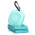 ActiveGear RO portable silicone case with carabiner and mini travel towel in turquoise color.