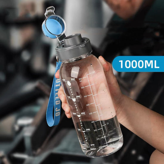 ActiveGear RO Large-Capacity Sports Water Bottle with measurement markings, 1000ML size, ideal for gym and workouts.